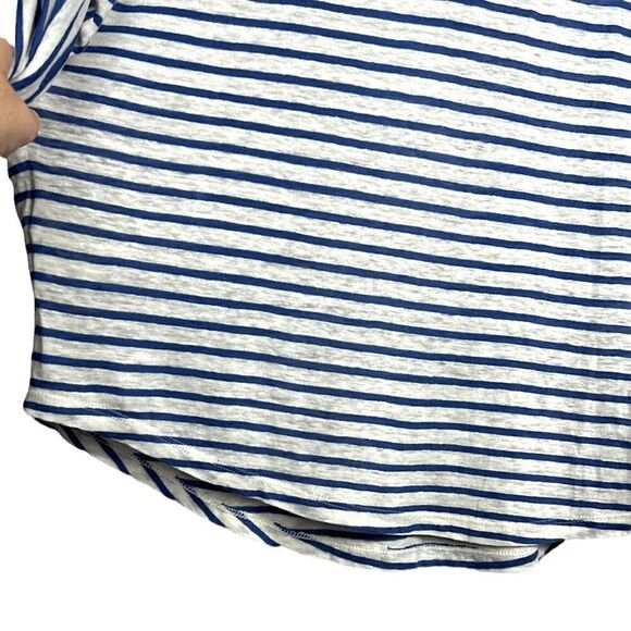 Ann Taylor Jewel Collar Striped 100% Linen Dolman Sleeve Top - Picture 6 of 12
